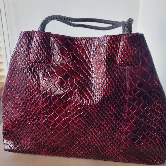 Handbags - CLEARANCE ITEM - Big Buddha Burgundy Faux Croc w/Purse Tote